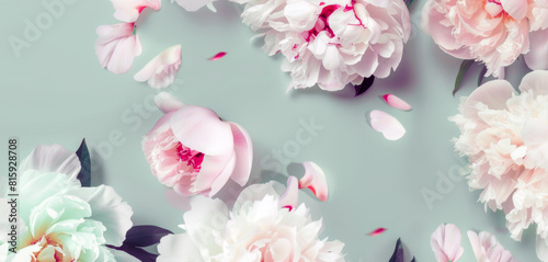 Wallpaper Mural Pink peonies on a light green background
 Torontodigital.ca