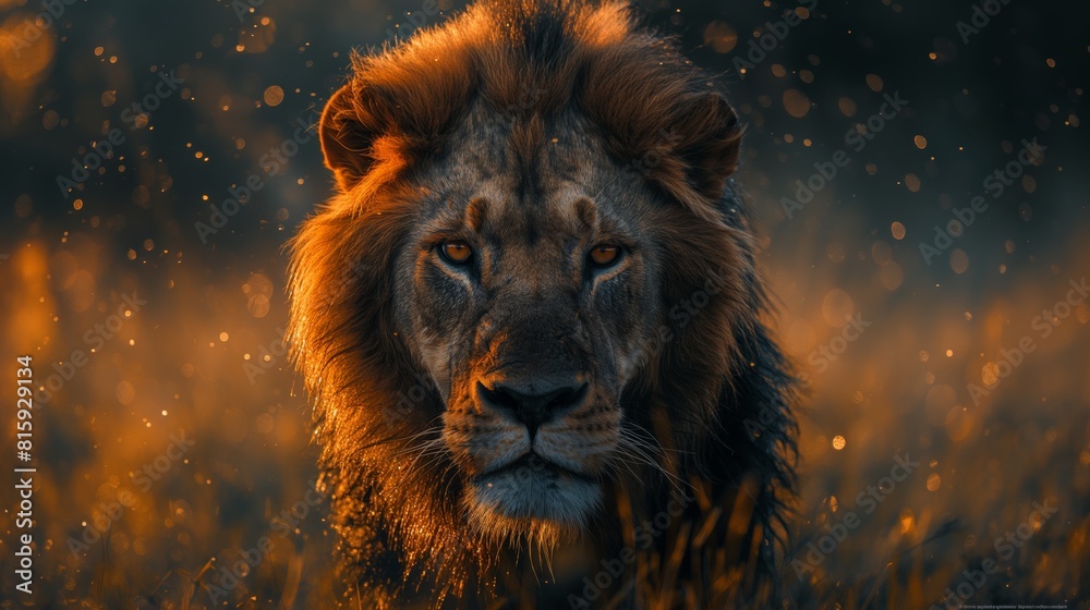 Naklejka premium lion fighing over Massai marah jungle in south africa 4K Wallpaper created by ai