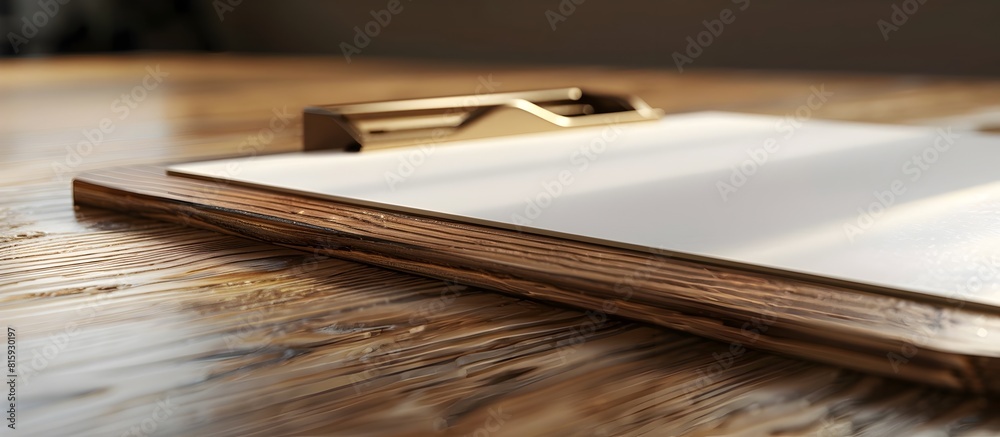 Wooden Clipboard with Blank Paper in Warm and Muted Lighting with Natural Wood Grain Details Wooden Clipboard with Blank Paper in Warm and Muted Lighting with Natural Wood Grain Details