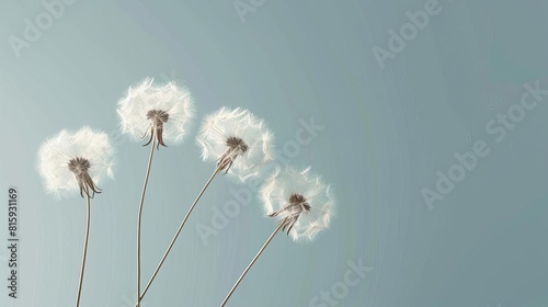 delicate dandelion fluff on pastel neutral background minimalist aesthetic nature wallpaper illustration