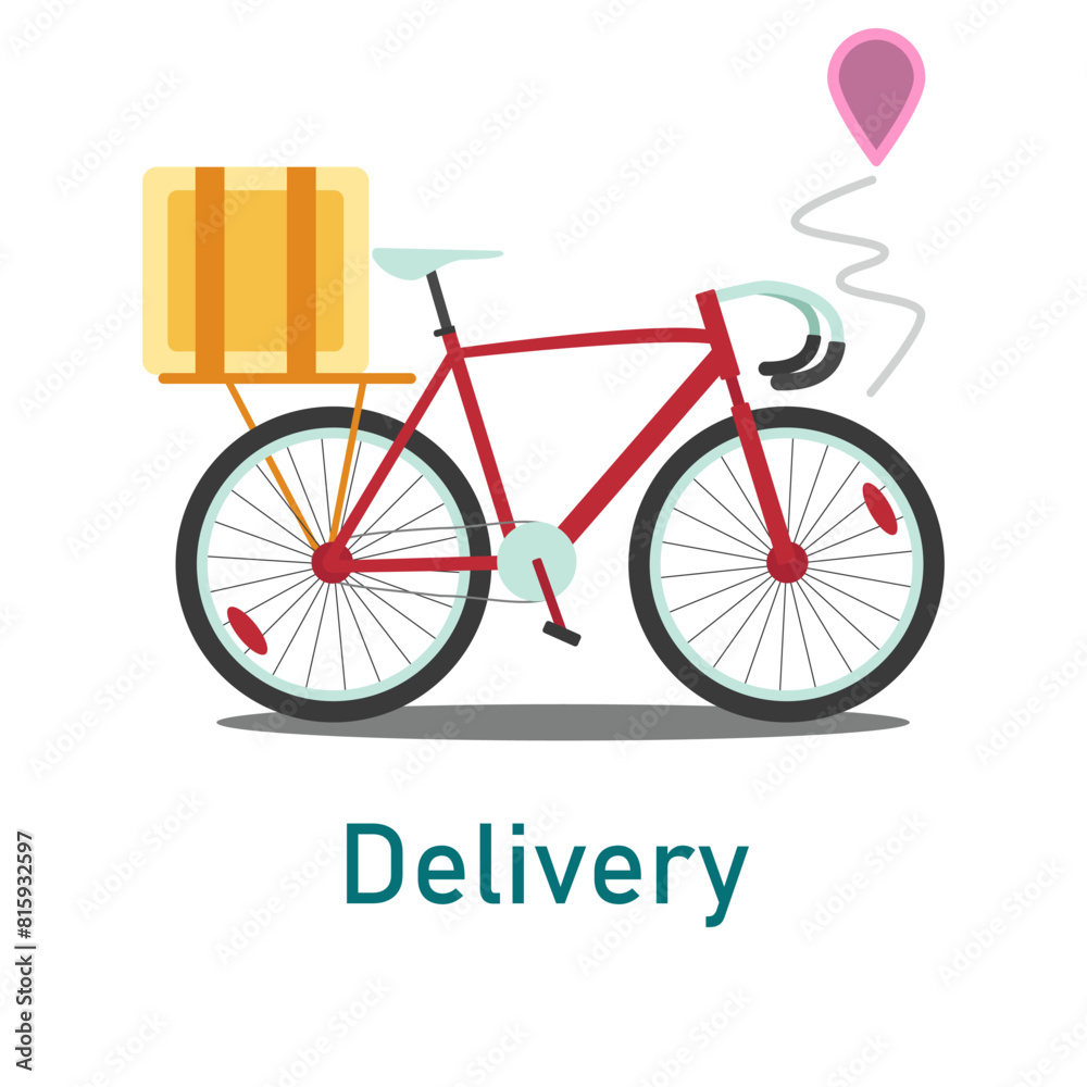 Bicycle delivery in flat style on white background. Fast delivery. Vector illustration. Bicycle delivery in flat style on white background. Fast delivery. Vector illustration.