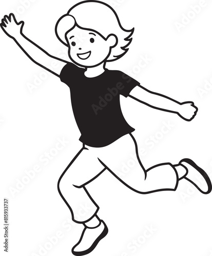 child jumping in the air  illustration on white background
