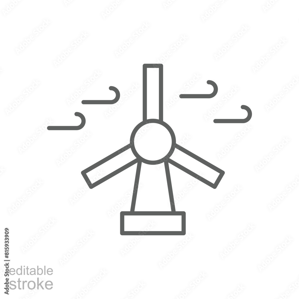 Wind turbine icon. Simple outline style. Wind power, generation, solar, plant, water, factory, electric, renewable energy concept. Thin line symbol. Vector illustration isolated. Editable stroke. Wind turbine icon. Simple outline style. Wind power, generation, solar, plant, water, factory, electric, renewable energy concept. Thin line symbol. Vector illustration isolated. Editable stroke.