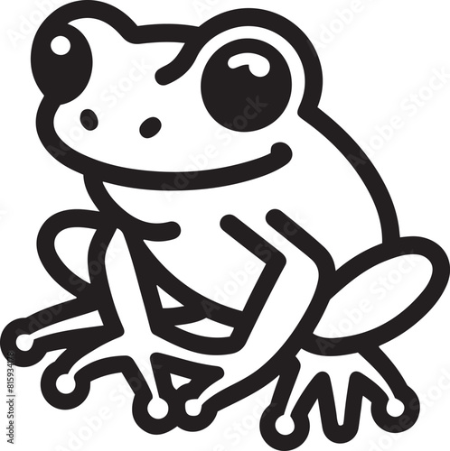 Tree Frog silhouette outline vector illustration on white background.