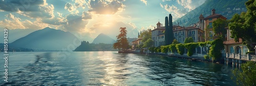 Lombardy- Lake Como- Como- townscape realistic nature and landscape photo