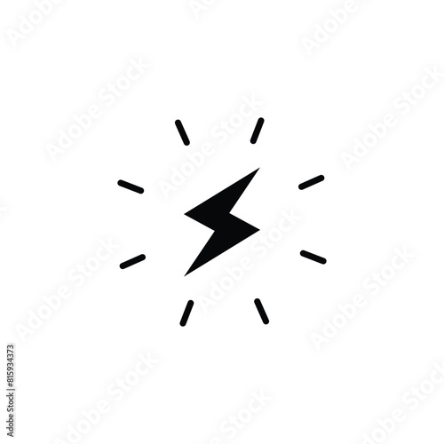 Lightning bolt icon. Simple solid style. Electricity, flash, thunder, spark, shock, light, power, thunderbolt, energy concept. Silhouette, glyph symbol. Vector illustration isolated.