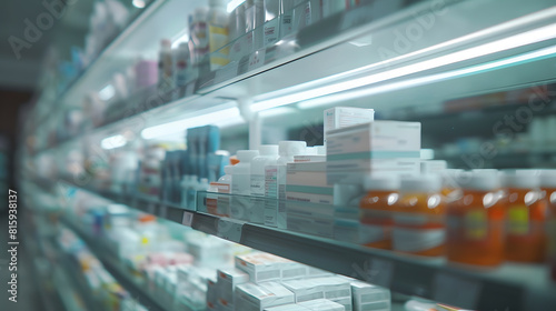 Medicine in shelves in commissioning machine in pharmacy : Generative AI