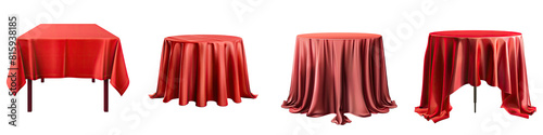 a red cloth covered table isolated on transparent background png