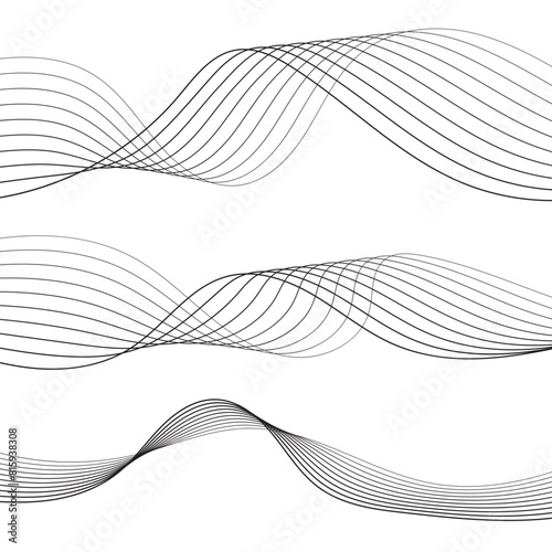 Modern abstract wave background. Dynamic flowing wave lines design element. Curve wave seamless pattern. Line art striped graphic template. Vector illustration. 11:11