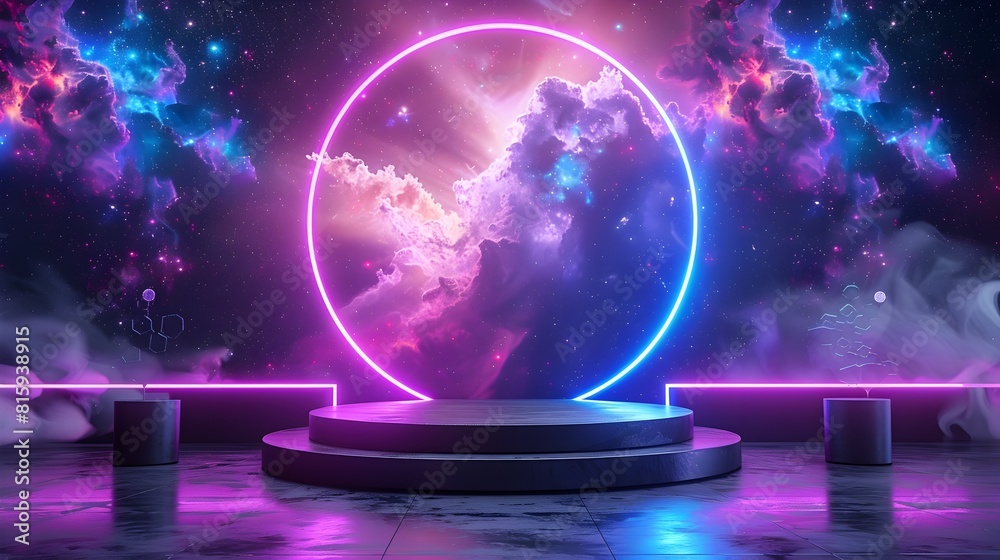 © shutterace - Captivating Podium with Cosmic Glow and Celestial Backdrop for Mesmerizing Product Showcase © shutterace - Captivating Podium with Cosmic Glow and Celestial Backdrop for Mesmerizing Product Showcase