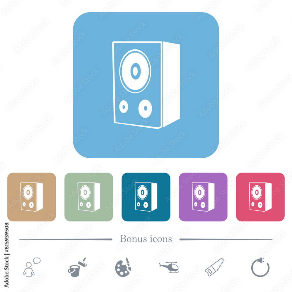 Speaker flat icons on color rounded square backgrounds Speaker flat icons on color rounded square backgrounds