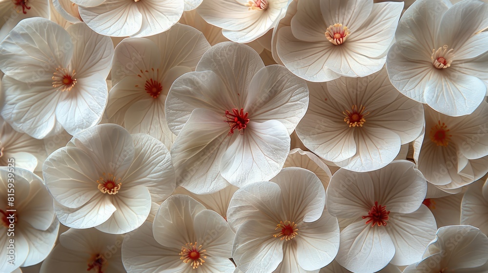 Cluster of White Flowers With Red Centers Cluster of White Flowers With Red Centers