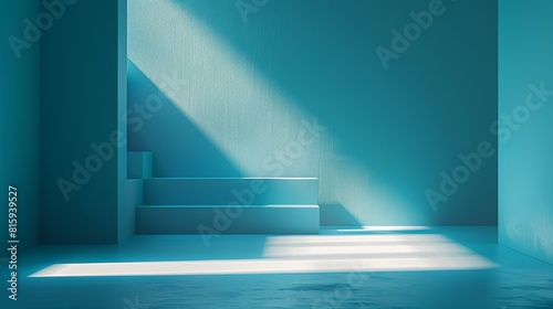 3d Polished Rectangular Structures on Subtle Cyan Background with Fine Grain