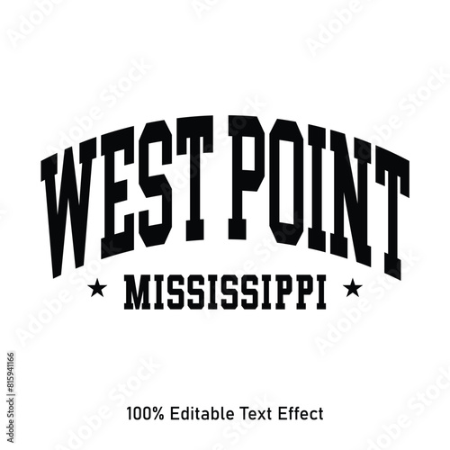 West Point text effect vector. Editable college t-shirt design printable text effect vector photo
