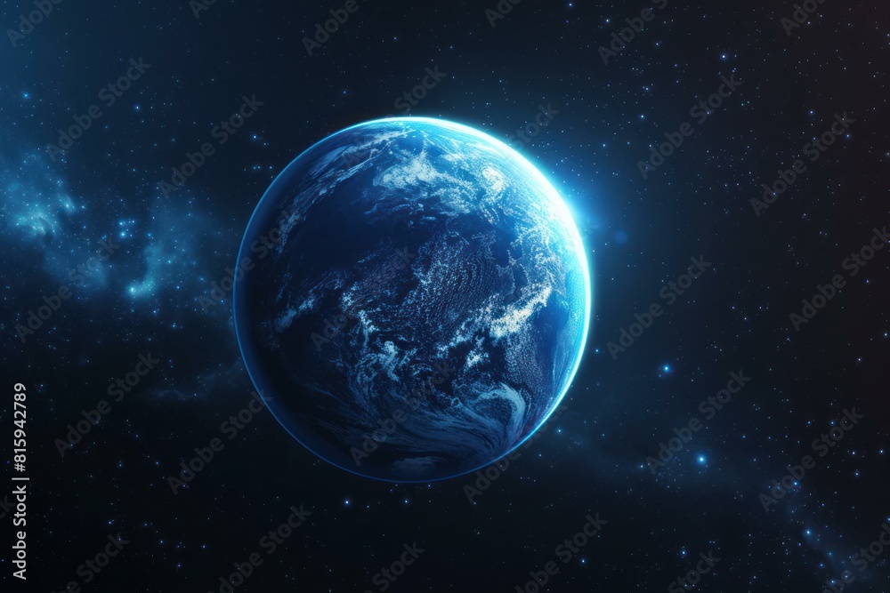 Realistic 3d illustration of earth against a starry sky background