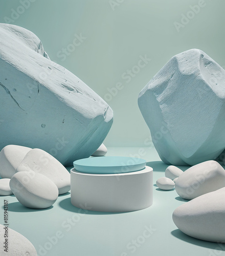 A collection of white rocks with a white rock in the middle