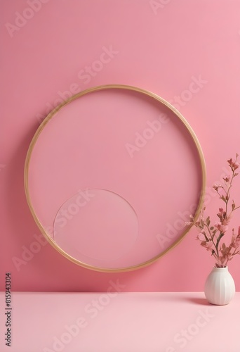 A pink circle with a pink border on the wall