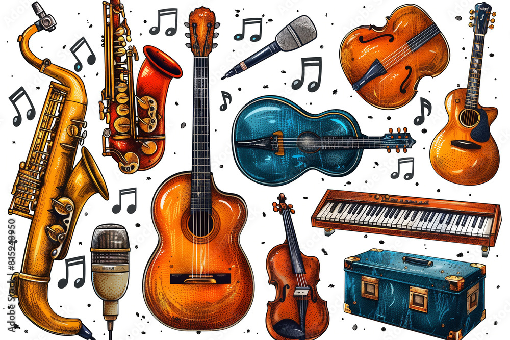 Naklejka premium Trendy graphic design for music poster. Flat vector isolated illustration.