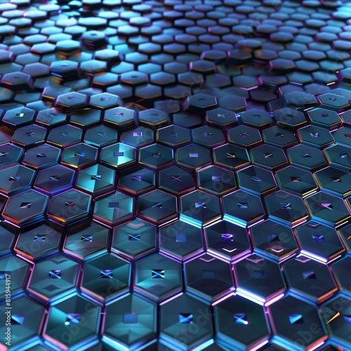 Blue and purple glowing futuristic hexagons