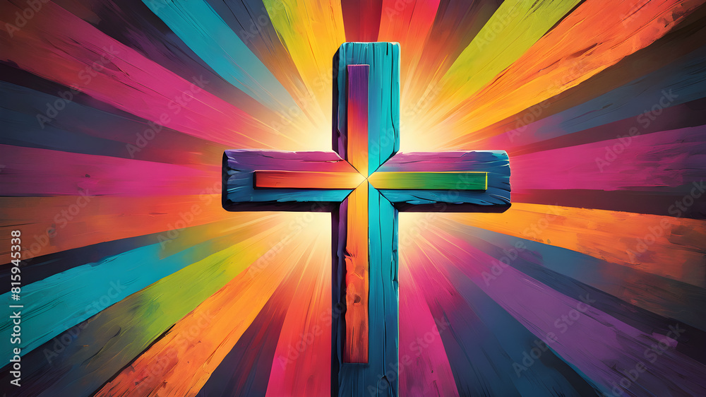 Colorful cross sign symbol background pattern, Generative AI Colorful cross sign symbol background pattern, Generative AI