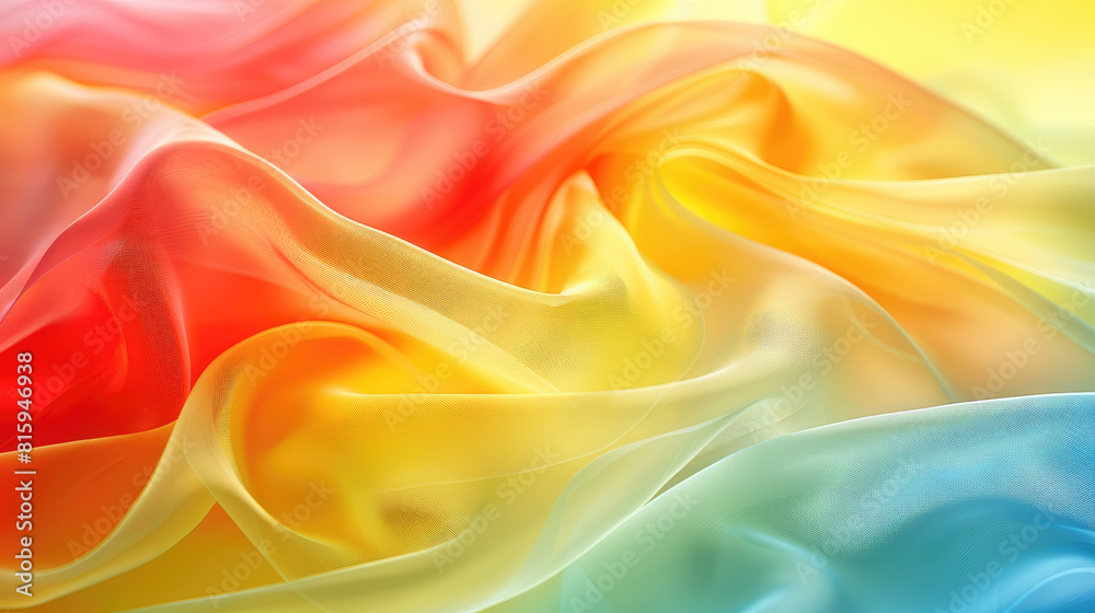 Obraz premium A colorful piece of fabric with a rainbow pattern. The colors are bright and vibrant, creating a cheerful and lively mood. The fabric appears to be made of a thin, delicate material