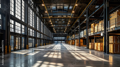 Warehouse in logistic center. Warehouse industrial and logistics companies. Commercial warehouse.