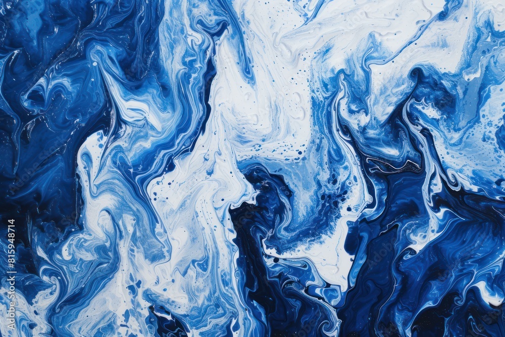 Vibrant abstract swirls of blue and white in a fluid acrylic art piece Vibrant abstract swirls of blue and white in a fluid acrylic art piece