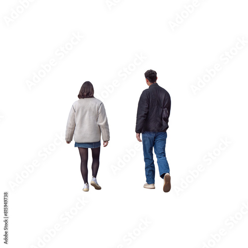 homme et femme vus de dos marchant ensemble, saison printanière