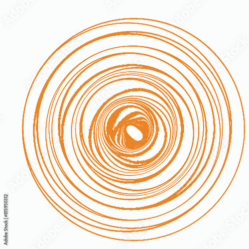 Abstract, hypnotic background with concentric circles. orange white  halftone graphic design elements. Sound wave vector illustration.