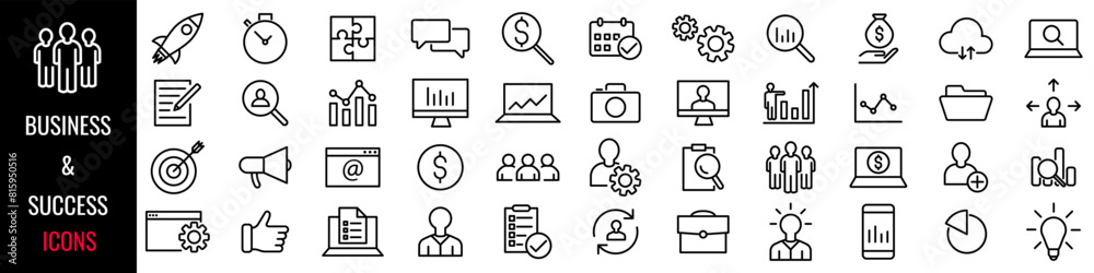 Business icon set. Success icon. Linear style. Vector illustration. Business icon set. Success icon. Linear style. Vector illustration.