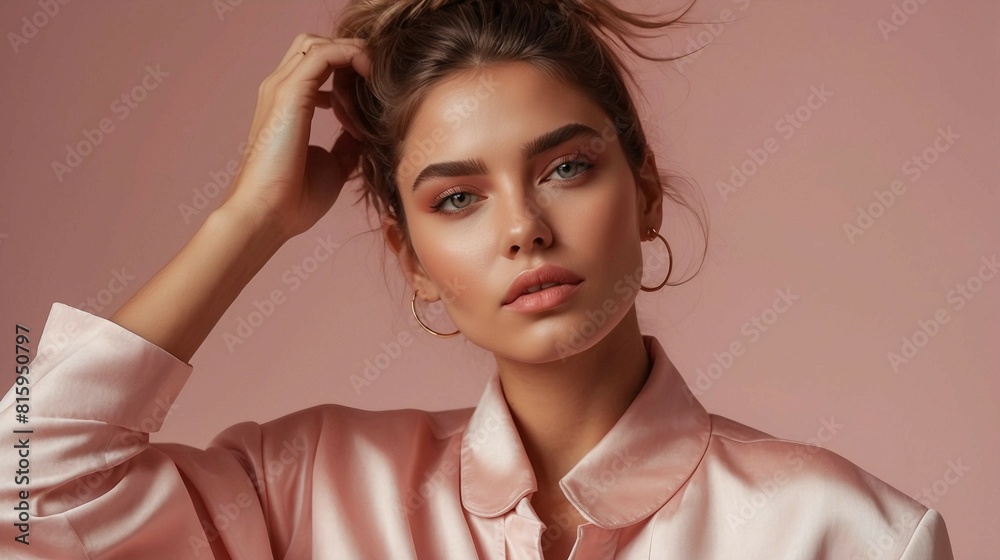 Fototapeta premium Elegance in Pink: A Portrait of Modern Beauty