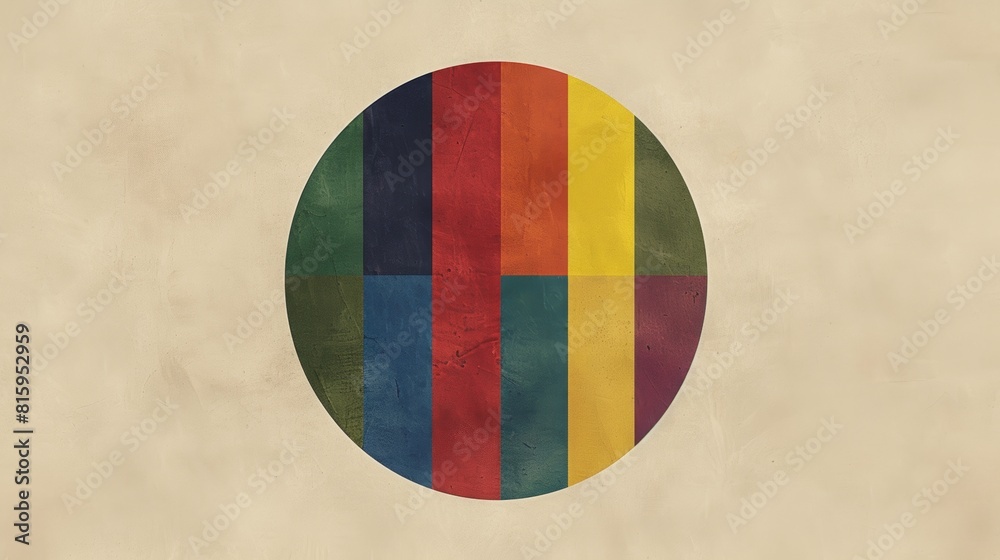 A single large circle divided into segments of the LGBTQ flag colors ...