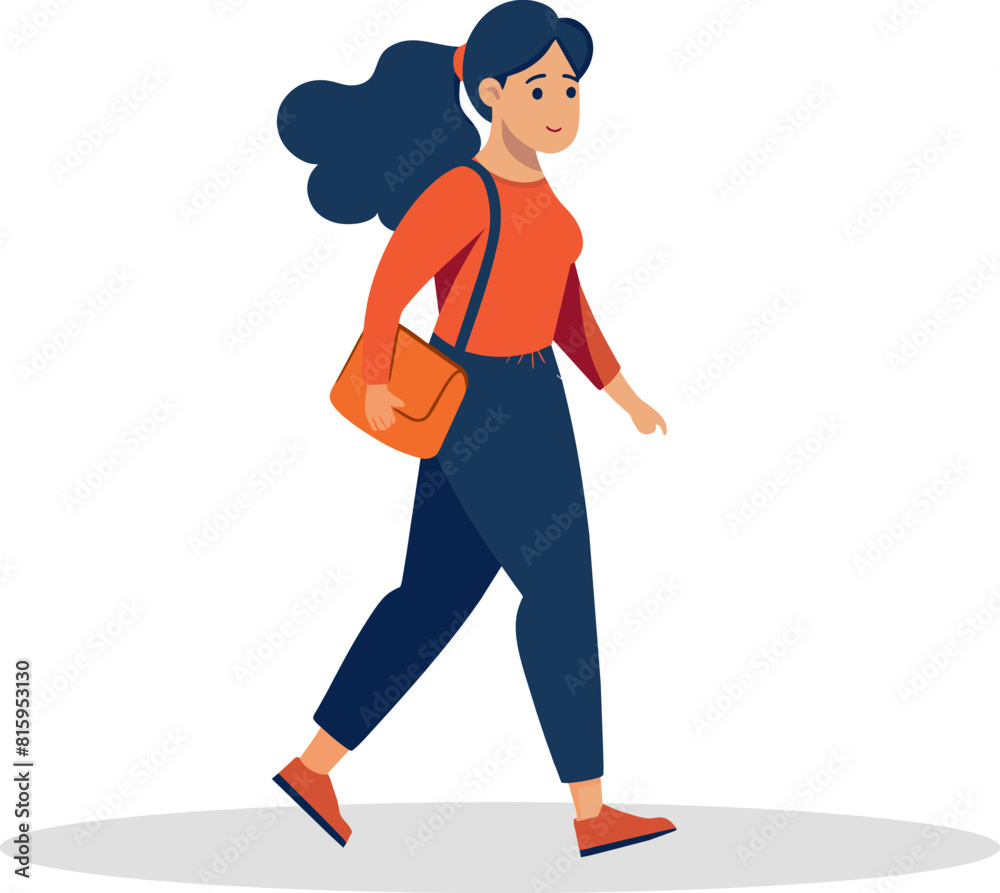 Young woman walking with a bag Young woman walking with a bag