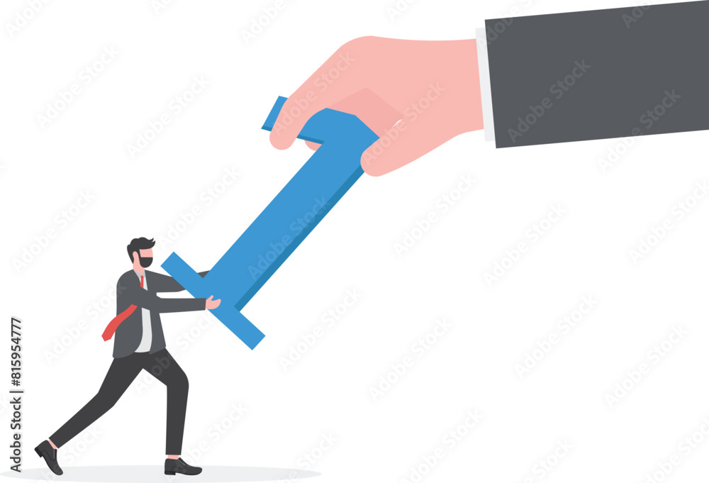 Fight to be number one. Big hand pulling a number one tug of war with a small businessman
Fight to be number one. Big hand pulling a number one tug of war with a small businessman