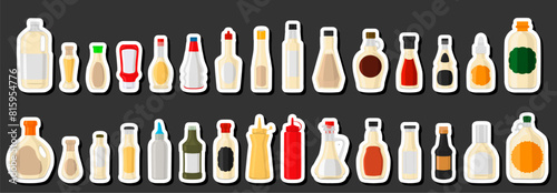 Illustration on theme big kit varied glass bottles filled liquid yogurt syrup