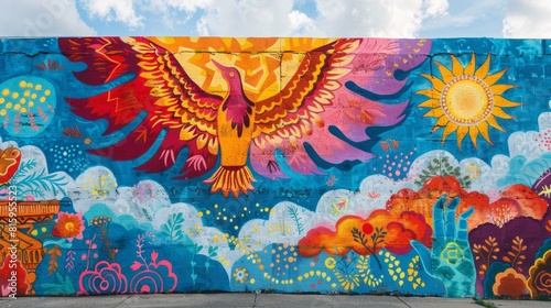 Community Mural on Urban Renewal and Hope, Depicting Symbols of Solidarity Against Drug Addiction