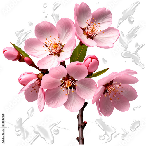 Wallpaper Mural wet pink cherry blossom flowers isolated on a transparent background Torontodigital.ca