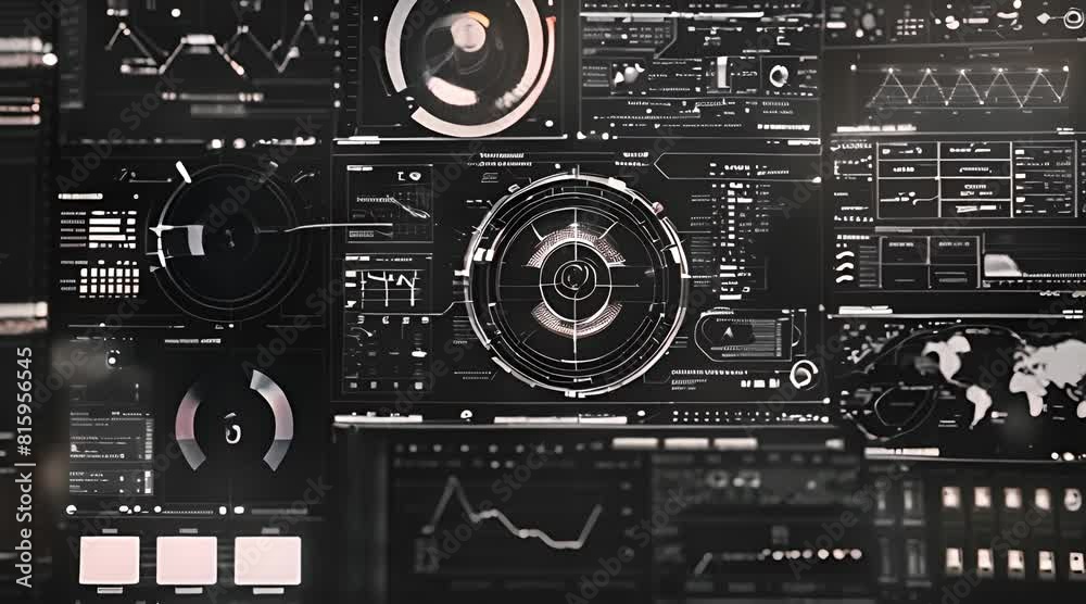 Combined Random elements, numbers, and text. Alpha .PNG looping HUD UI ...