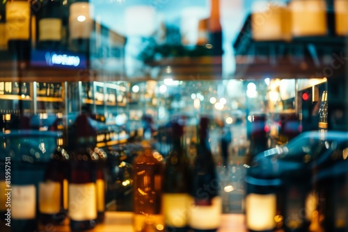 Wallpaper Mural Colorful, abstract bokeh view of a cozy wine bar's interior after dusk Torontodigital.ca