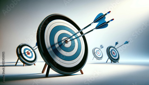 Goal Achievement: Arrows on Bullseye Representing Success and Precision