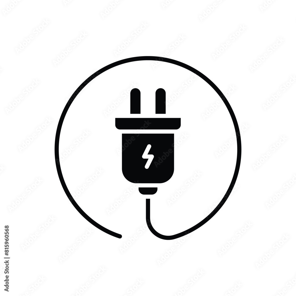 Electric plug icon. Simple solid style. Electrical socket, power, connect, cord, electro, electrician, cable, wire, energy concept. Silhouette, glyph symbol. Vector illustration isolated. Electric plug icon. Simple solid style. Electrical socket, power, connect, cord, electro, electrician, cable, wire, energy concept. Silhouette, glyph symbol. Vector illustration isolated.