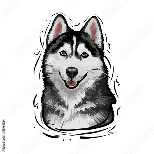 Siberian Husky Doodle Art: Majestic Illustration of a Wolf-Like Canine