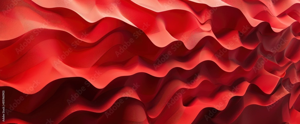 Modern Wave Effect, 3D Red Background, 3D Rendering Modern Wave Effect, 3D Red Background, 3D Rendering