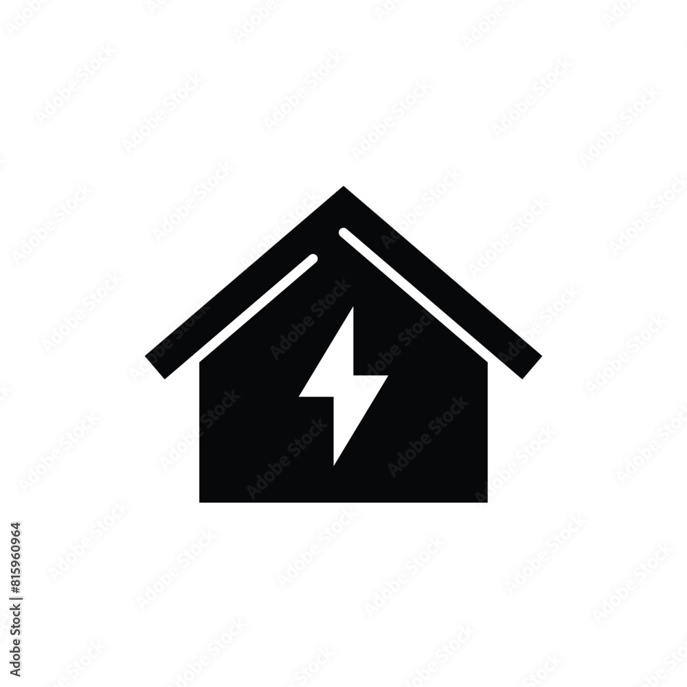 Home electrification icon. Simple solid style. House with lightning bolt, electric, construction, light, building, energy concept. Silhouette, glyph symbol. Vector illustration isolated. Home electrification icon. Simple solid style. House with lightning bolt, electric, construction, light, building, energy concept. Silhouette, glyph symbol. Vector illustration isolated.