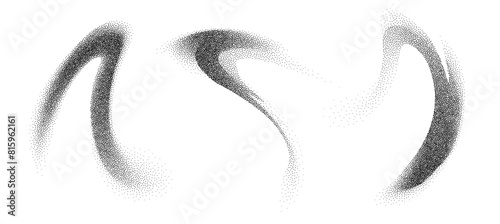 Dotwork abstract shapes, black grain texture, Abstract stipple sand effect, gradient from dots. Vector illustration.