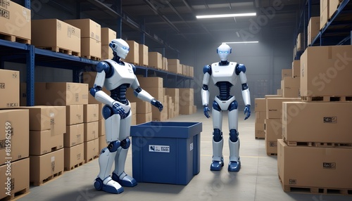 Robot in Logistics Warehouse: Handling Parcel, Boxes with Efficiency