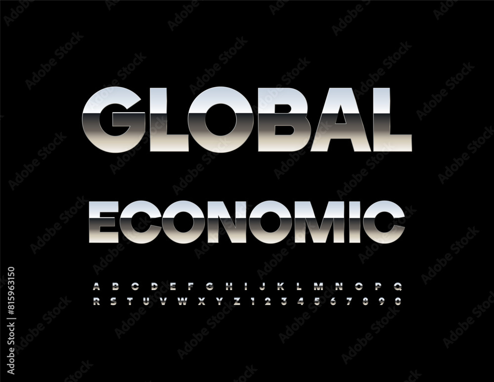 Vector business icon Global Economic. Reflective Alphabet Letters and ...