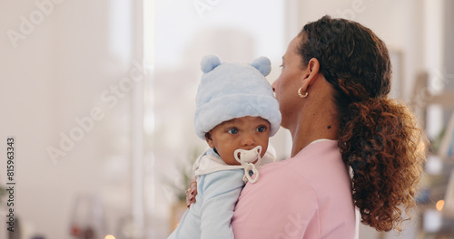 Mother, love and baby in a house with comfort, security and bonding in their home together. Children, development and mama with kid in living room with support, safety or security, parenthood or care