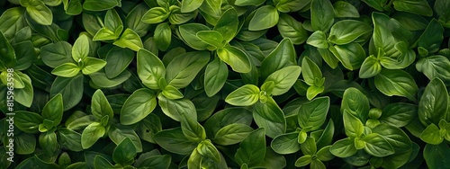 Fresh Green Basil Leaves: Dense and Vibrant Herbal Growth