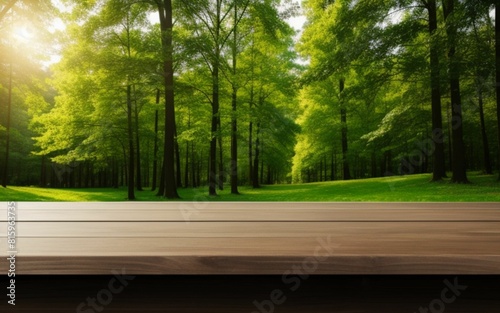 wood display table in park